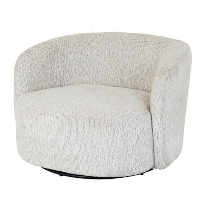Alluring Curve Swivel Chair In Soft White Tactile Fabric | Sorelle | Hill Interiors