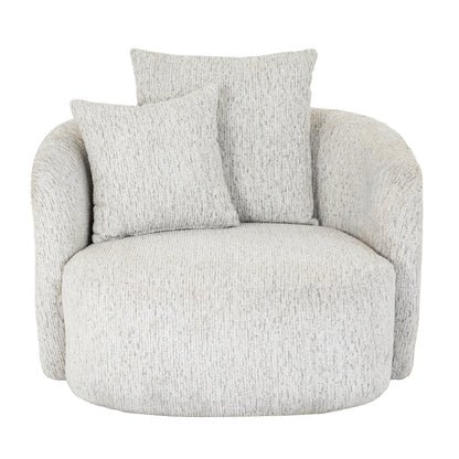 Alluring Curve Swivel Chair In Soft White Tactile Fabric | Sorelle | Hill Interiors