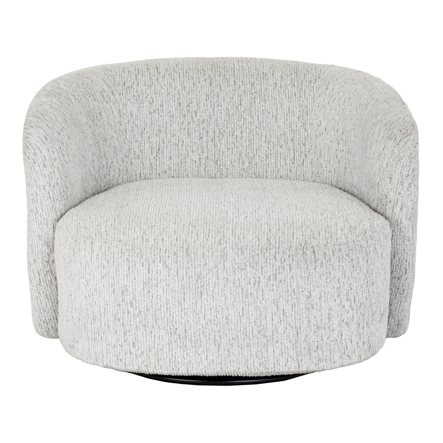 Alluring Curve Swivel Chair In Soft White Tactile Fabric | Sorelle | Hill Interiors