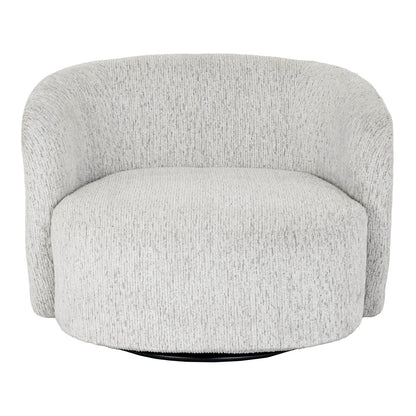 Alluring Curve Swivel Chair In Soft White Tactile Fabric | Sorelle | Hill Interiors