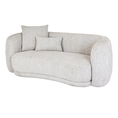 Alluring Curve Two Seater Sofa With Cushions In Plush Touch Friendly Fabric | Sorelle | Hill Interiors