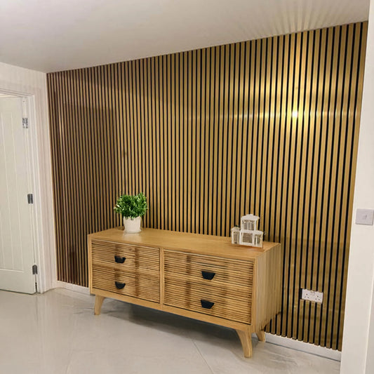 Wood Effect Slatted Wall Panels | Gold Chrome | 4 Pack