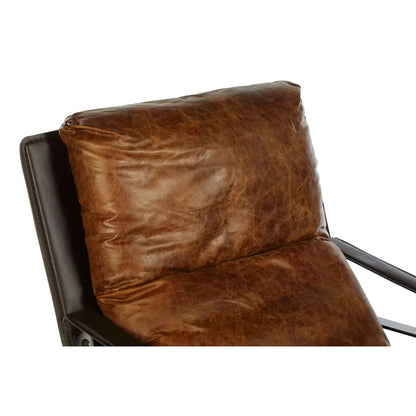 Industrial Iron Lounge Chair | Vintage Light Brown | Distressed Look