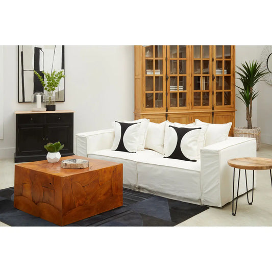 Cube Coffee Table Carved Teak | Bali Rustic