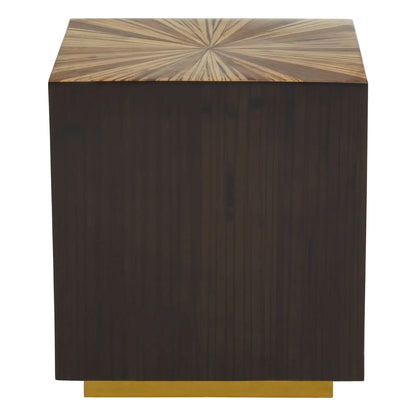 Square Accent Bamboo Side Table | Burst Feature Design