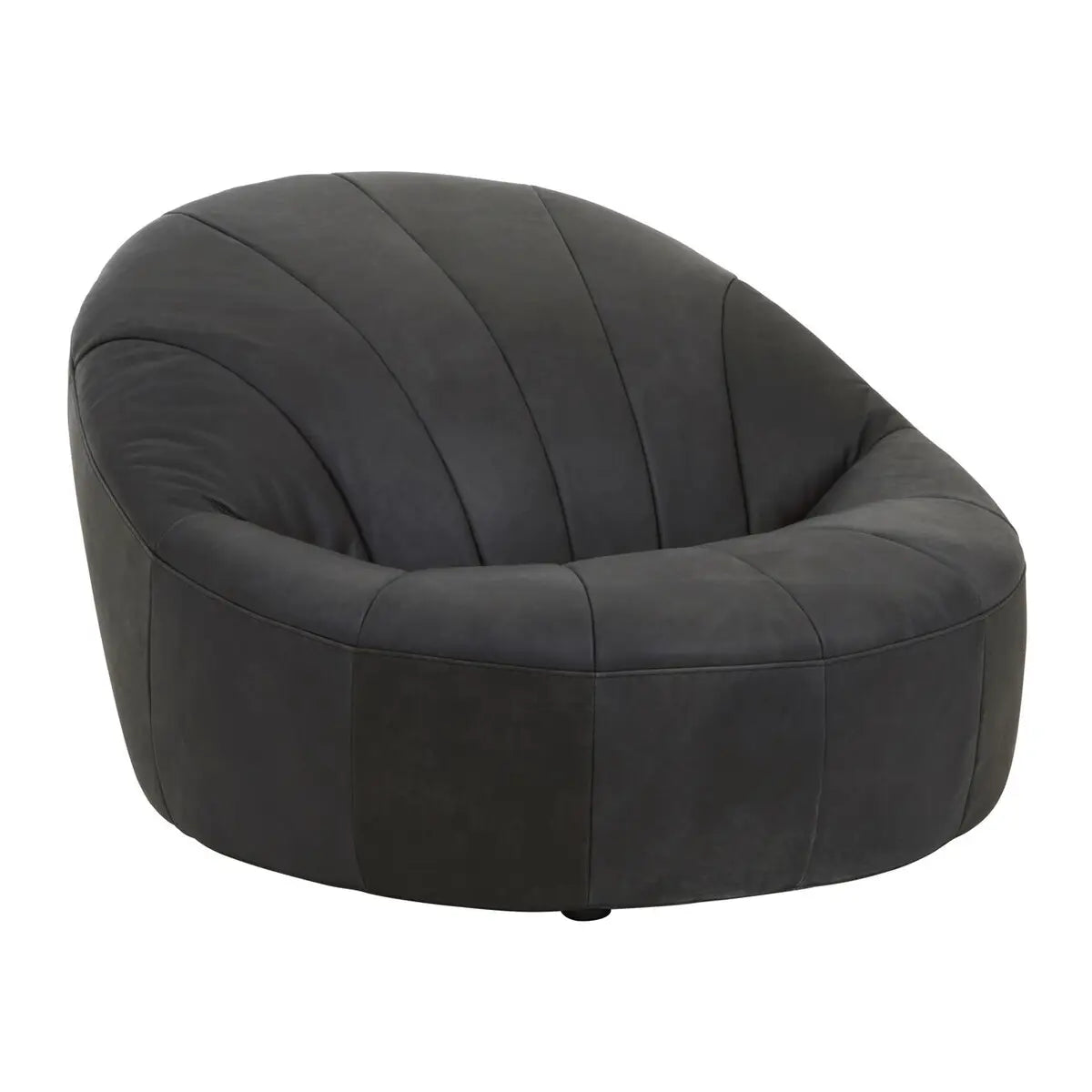 Leather Shell Accent Seat | Pleated Vintage Black