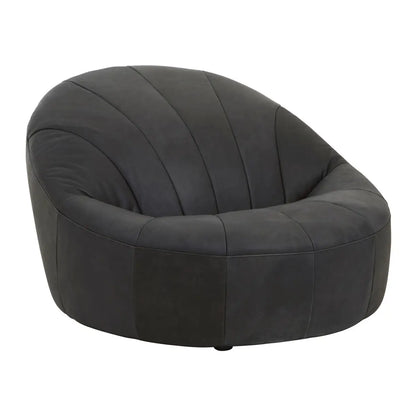 Leather Shell Accent Seat | Pleated Vintage Black