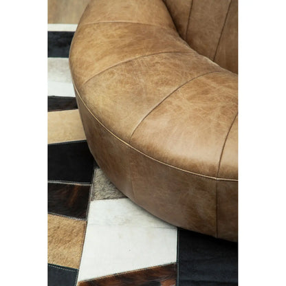 Leather Shell Accent Seat | Pleated Vintage Brown