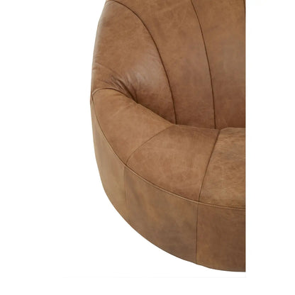 Leather Shell Accent Seat | Pleated Vintage Brown