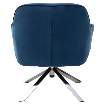 Curved Back & Flared Arm Swivel Chair In Midnight Blue Velvet | Wood Velvet - Wood Velvet
