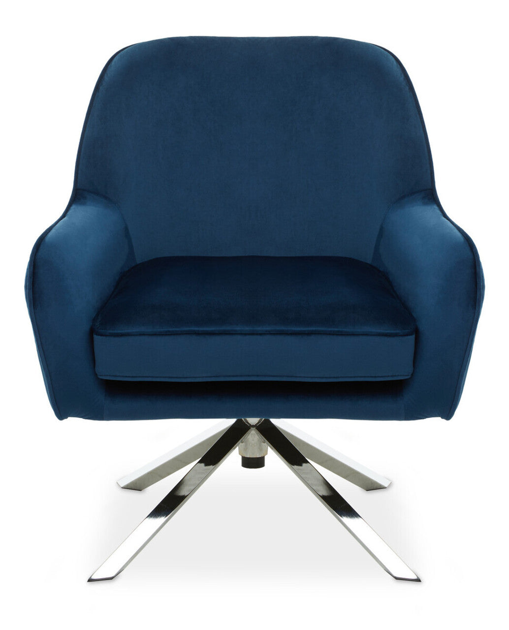 Curved Back & Flared Arm Swivel Chair In Midnight Blue Velvet | Wood Velvet - Wood Velvet