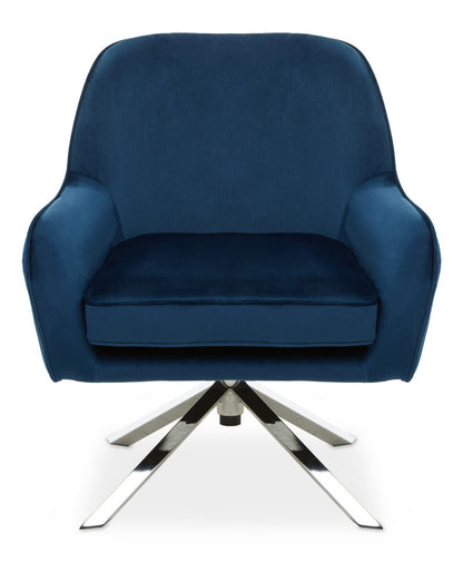 Curved Back & Flared Arm Swivel Chair In Midnight Blue Velvet | Wood Velvet - Wood Velvet