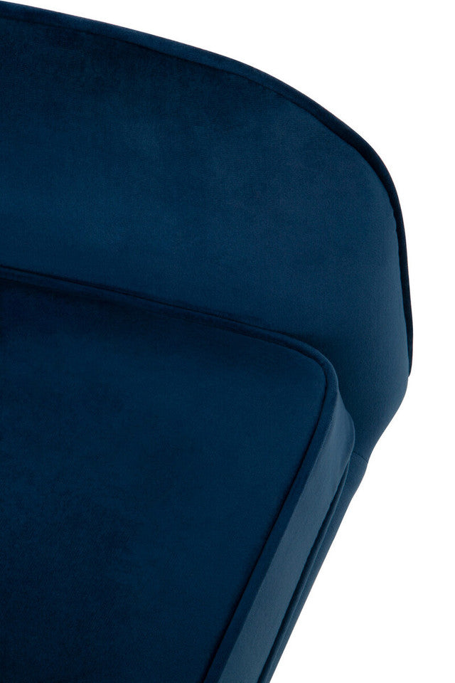 Curved Back & Flared Arm Swivel Chair In Midnight Blue Velvet | Wood Velvet - Wood Velvet