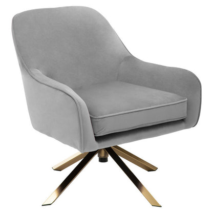 Curved Back & Flared Arm Swivel Chair In Avery Grey Velvet | Wood Velvet - Wood Velvet
