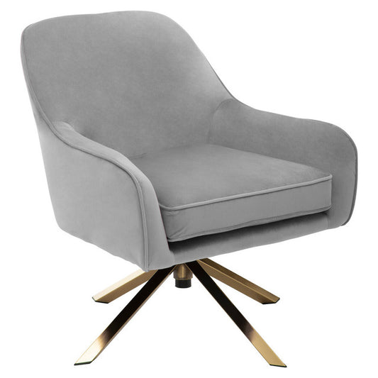 Curved Back & Flared Arm Swivel Chair In Avery Grey Velvet | Wood Velvet - Wood Velvet