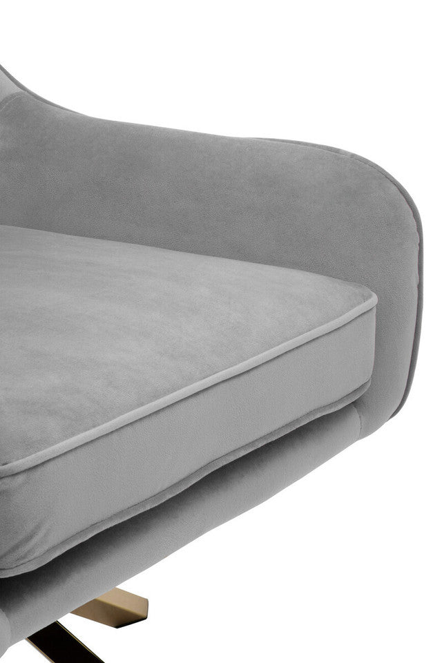 Curved Back & Flared Arm Swivel Chair In Avery Grey Velvet | Wood Velvet - Wood Velvet