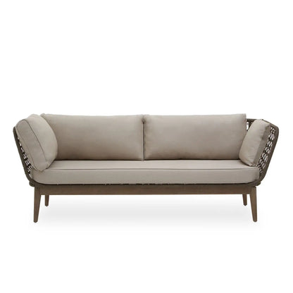 Chic Mid-Century Modern Hand Woven 3-Seat Bronze and Charcoal Sofa - Wood Velvet