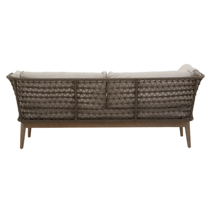 Chic Mid-Century Modern Hand Woven 3-Seat Bronze and Charcoal Sofa - Wood Velvet