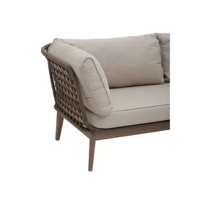 Chic Mid-Century Modern Hand Woven 3-Seat Bronze and Charcoal Sofa - Wood Velvet