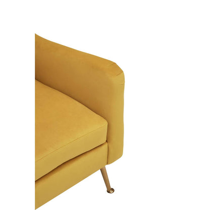 Mid-century Modern Chair In Plush Yellow Velvet & Angular Gold Finish Legs | Wood Velvet - Wood Velvet