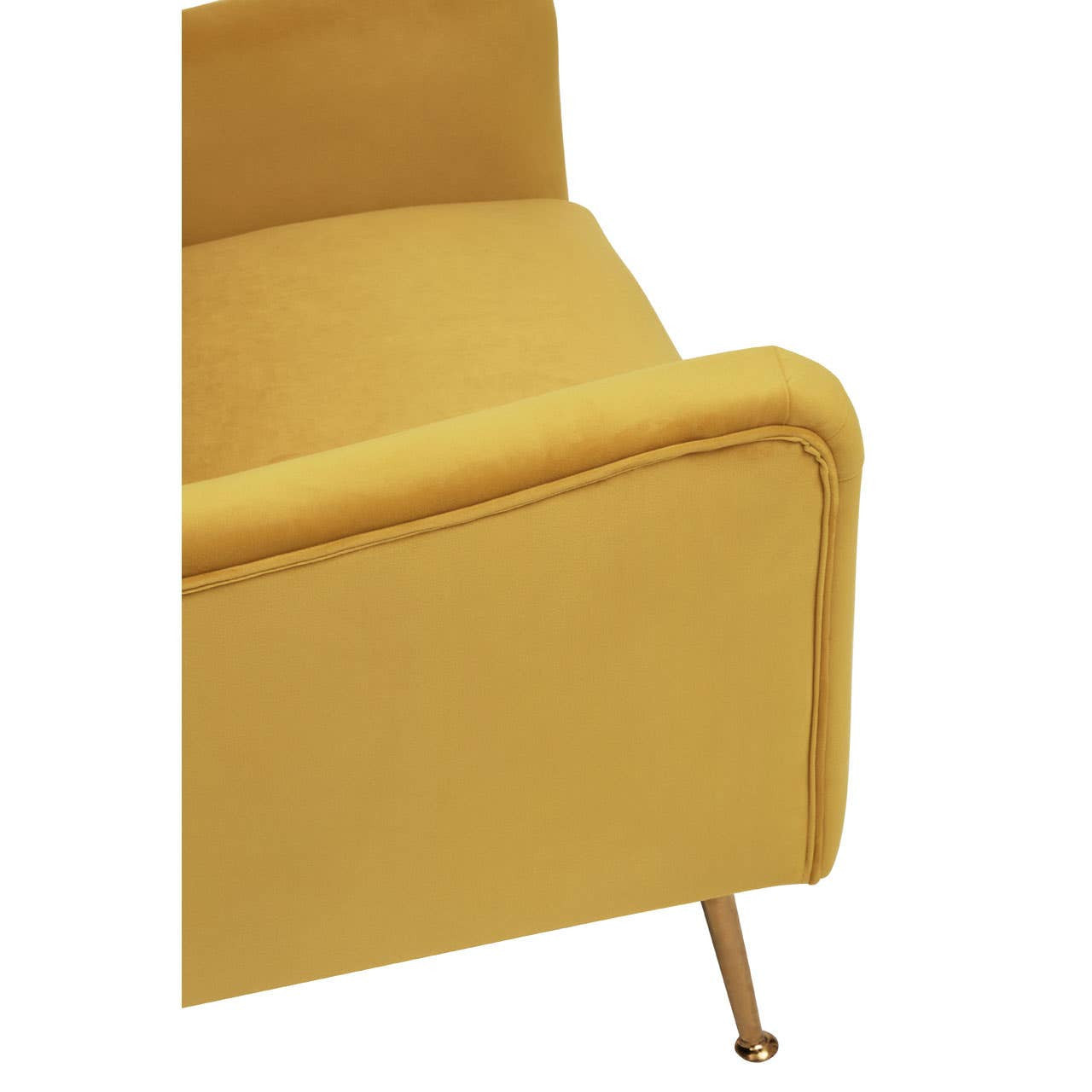Mid-century Modern Chair In Plush Yellow Velvet & Angular Gold Finish Legs | Wood Velvet - Wood Velvet