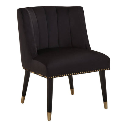 Mid-century Modern Curve Back Chair In Doucet Black Velvet With Black Legs | Wood Velvet - Wood Velvet