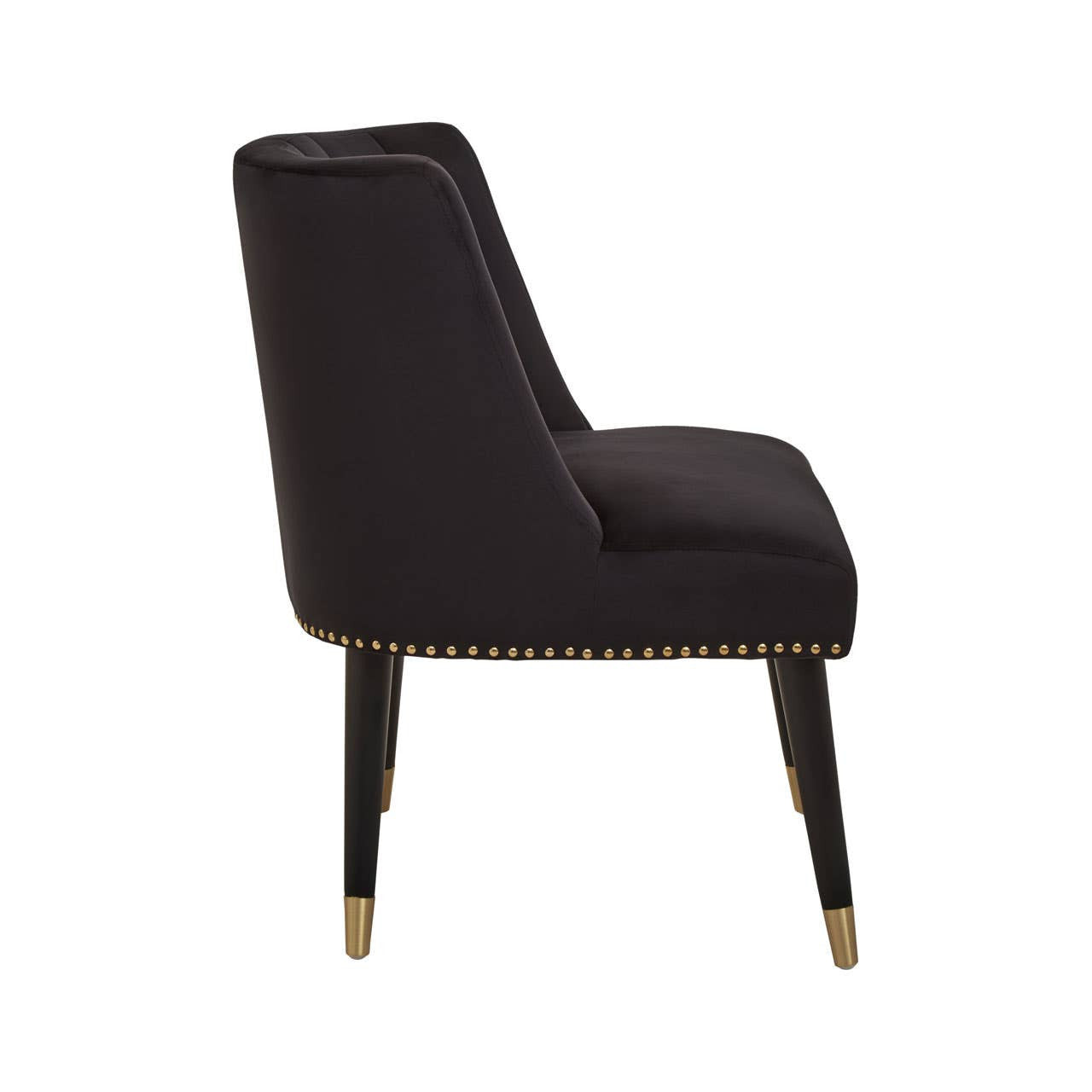 Mid-century Modern Curve Back Chair In Doucet Black Velvet With Black Legs | Wood Velvet - Wood Velvet