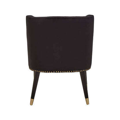 Mid-century Modern Curve Back Chair In Doucet Black Velvet With Black Legs | Wood Velvet - Wood Velvet