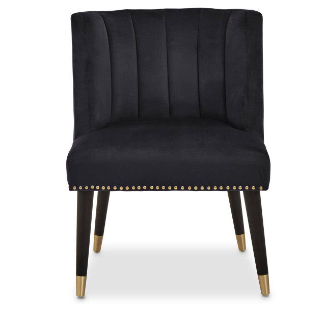 Mid-century Modern Curve Back Chair In Doucet Black Velvet With Black Legs | Wood Velvet - Wood Velvet