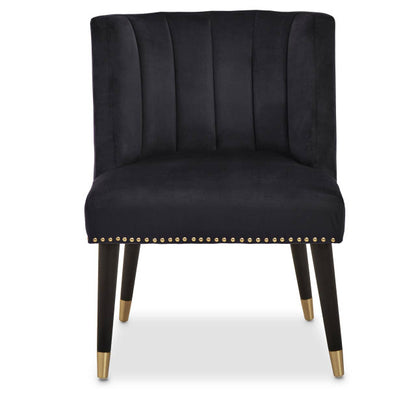 Mid-century Modern Curve Back Chair In Doucet Black Velvet With Black Legs | Wood Velvet - Wood Velvet
