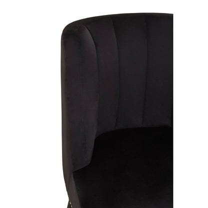 Mid-century Modern Curve Back Chair In Doucet Black Velvet With Black Legs | Wood Velvet - Wood Velvet