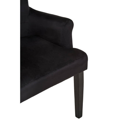 Mid-century Modern Button Back Chair In Doucet Black Velvet With Black Legs | Wood Velvet (Copy) - Wood Velvet