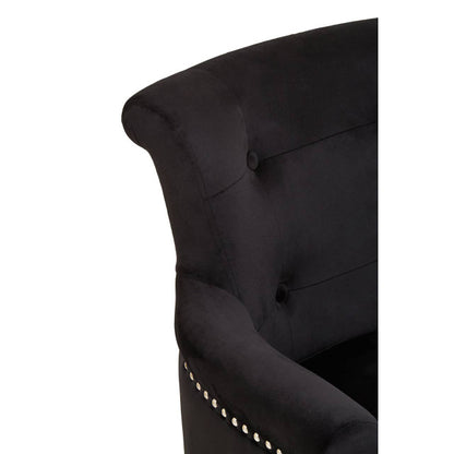 Mid-century Modern Button Back Chair In Doucet Black Velvet With Black Legs | Wood Velvet (Copy) - Wood Velvet