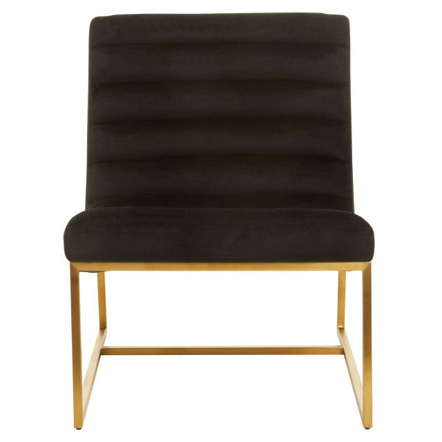 Ribbed Velvet Black and Matte Gold Lounge Chair | Vogue | Wood Velvet - Wood Velvet