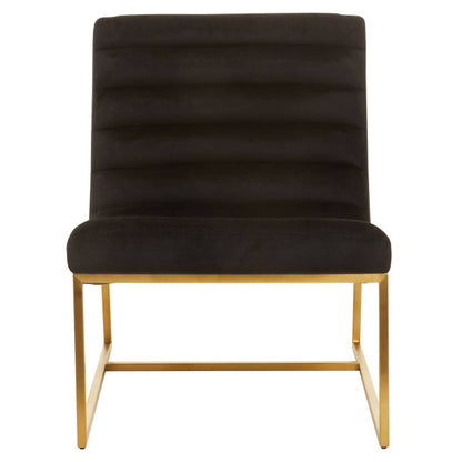 Ribbed Velvet Black and Matte Gold Lounge Chair | Vogue | Wood Velvet - Wood Velvet