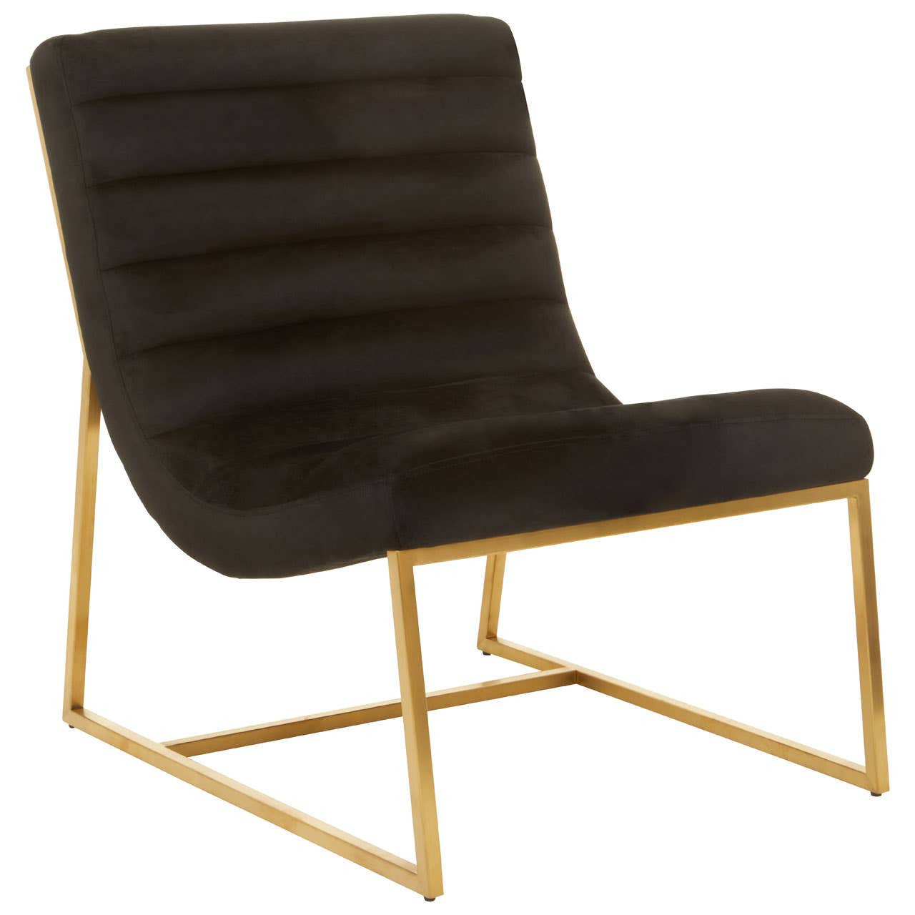 Ribbed Velvet Black and Matte Gold Lounge Chair | Vogue | Wood Velvet - Wood Velvet