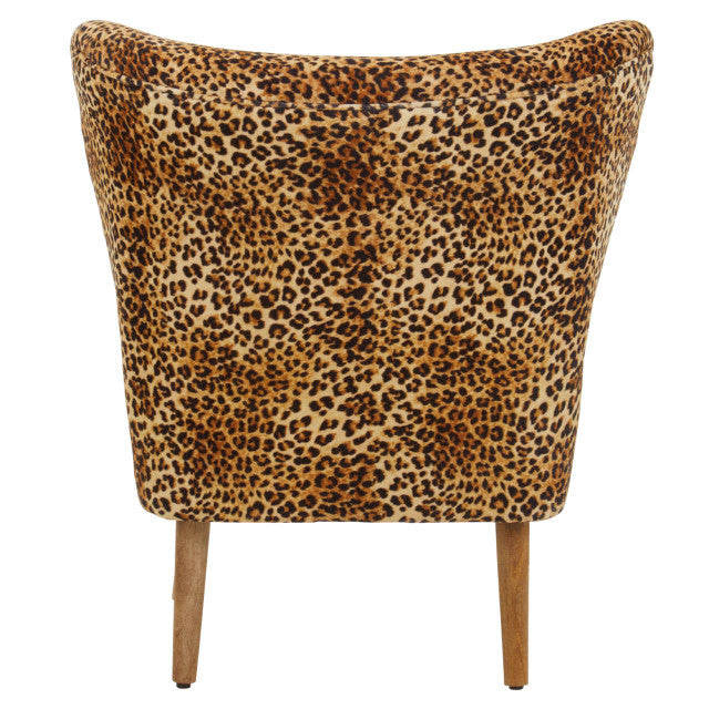 Leopard Print Velvet & Mango Wood Accent Chair | Wood Velvet