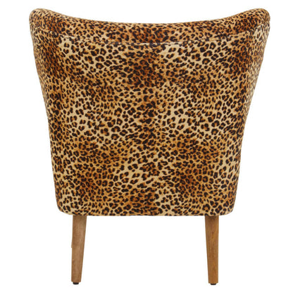 Leopard Print Velvet & Mango Wood Accent Chair | Wood Velvet