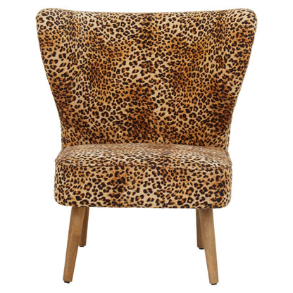 Leopard Print Velvet & Mango Wood Accent Chair | Wood Velvet