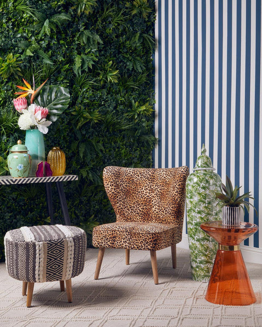 Leopard Print Velvet & Mango Wood Accent Chair | Wood Velvet