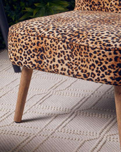 Leopard Print Velvet & Mango Wood Accent Chair | Wood Velvet