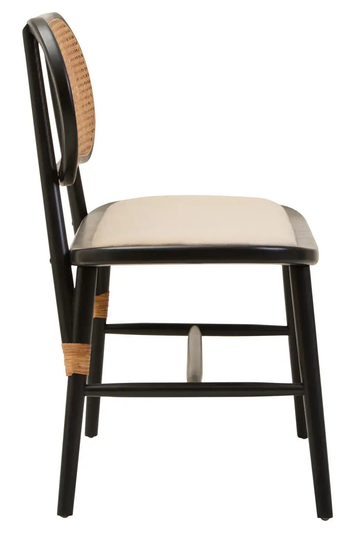 Rattan Bench In Black Elm Wood Frame | Phili Range - Wood Velvet