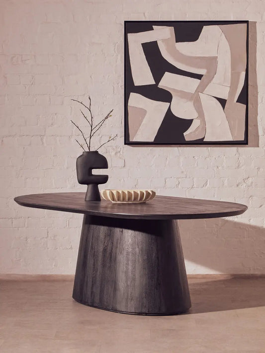 Mango Wood Oval Dining Table Black Finish | Perdoba Eco-friendly