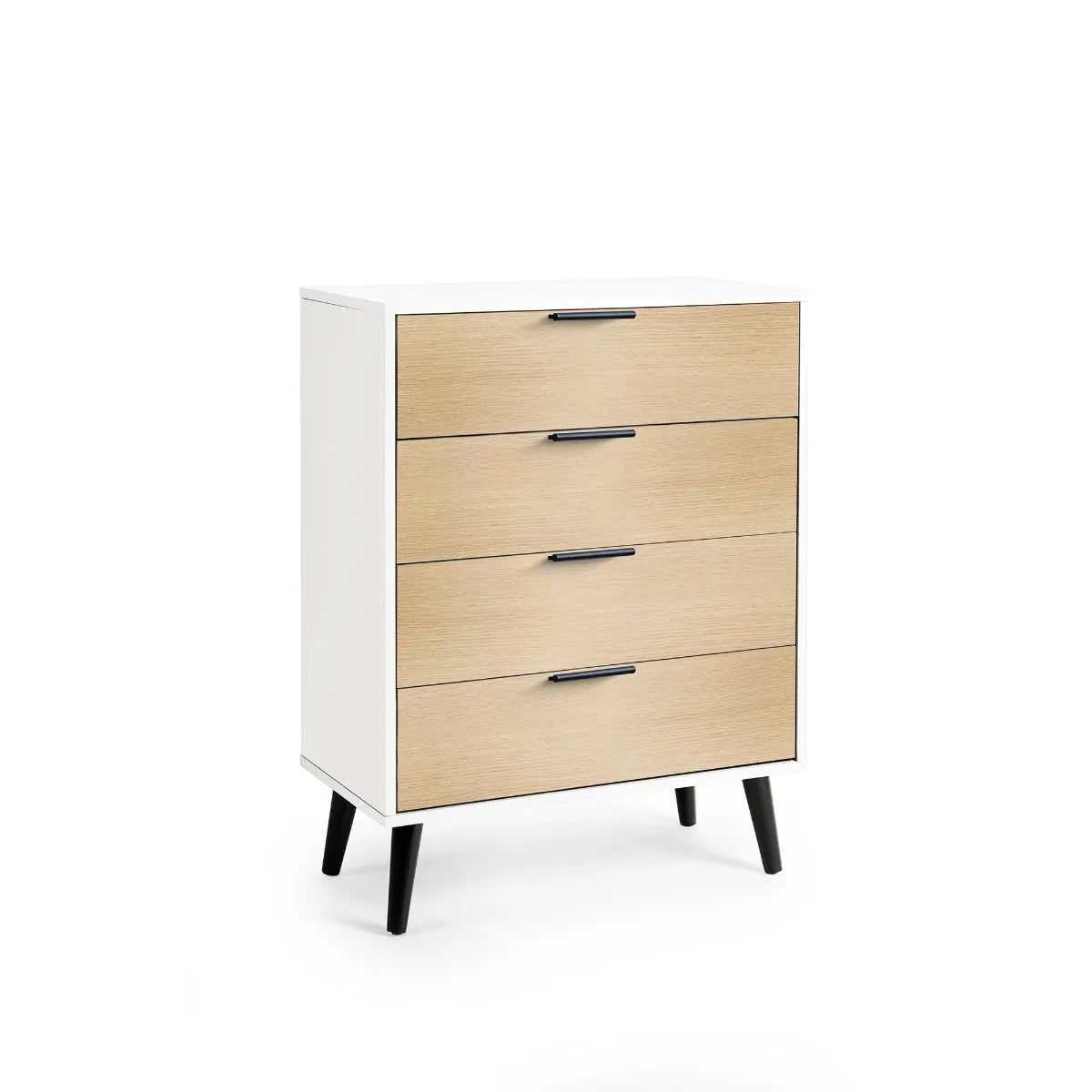Julian Bowen 4 Drawer Chest In White & Oak Accents | Alba - Wood Velvet
