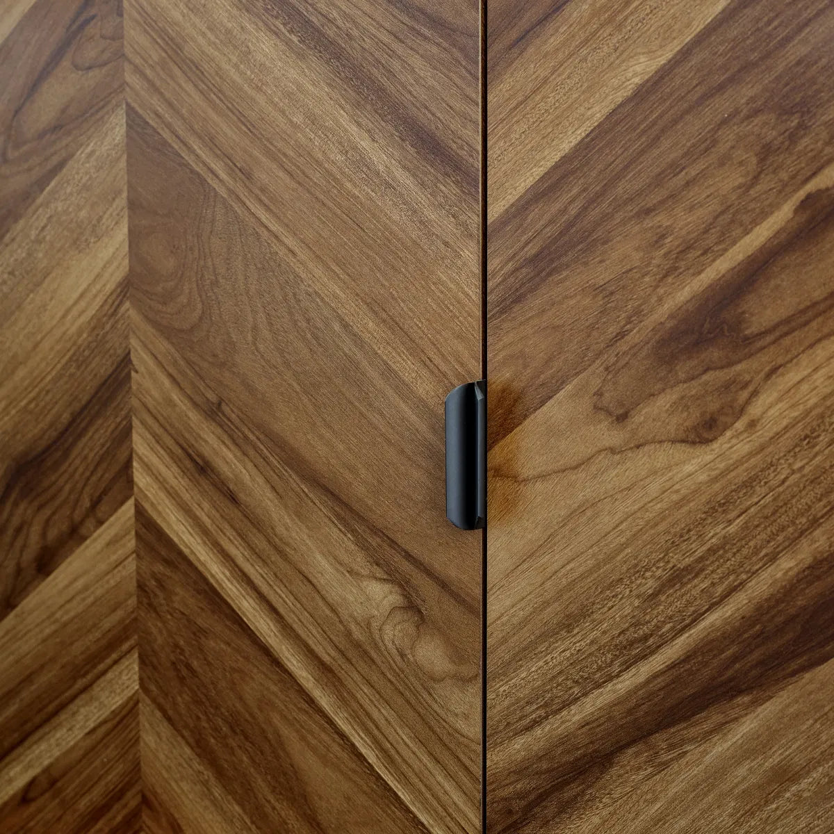 Julian Bowen Bold Chevron Wood 2 Door Sideboard With Curved Black Frame | Alvin Range | Wood Velvet