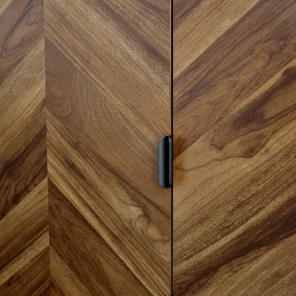 Julian Bowen Bold Chevron Wood 2 Door Sideboard With Curved Black Frame | Alvin Range | Wood Velvet