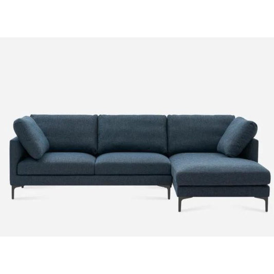 Adams Chaise Sectional Sofa In Indigo Blue