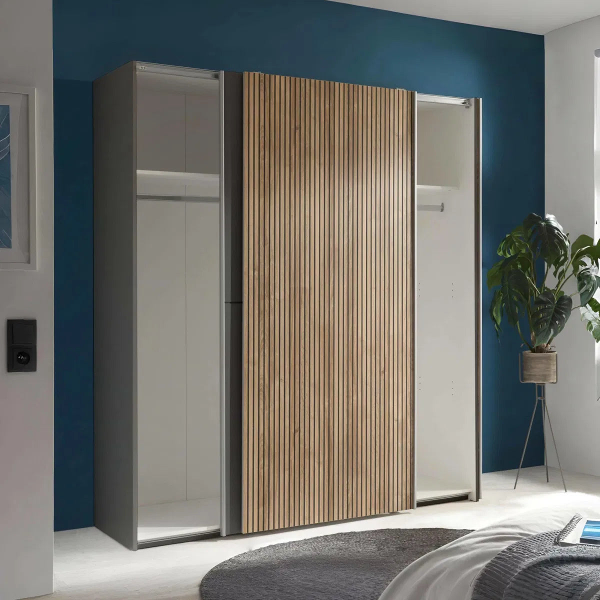Space-saving Panelled Sliding 2 Door Wardrobe | Berno Range | Julian Bowen