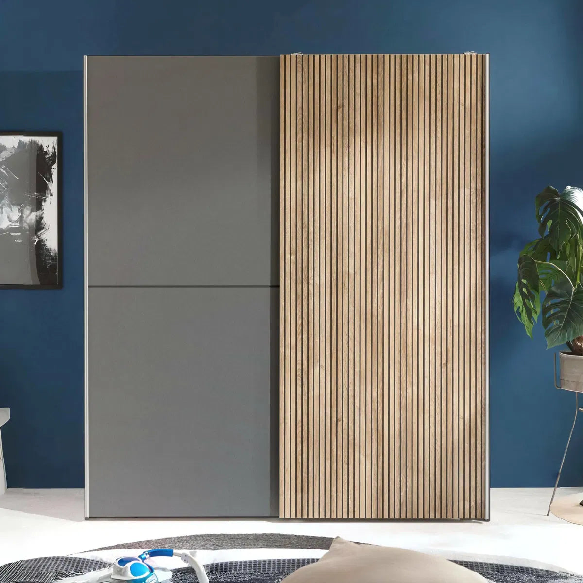 Space-saving Panelled Sliding 2 Door Wardrobe | Berno Range | Julian Bowen