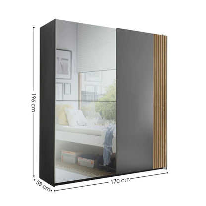 Mirrored Space-saving Panelled Sliding 2 Door Wardrobe | Berno Range | Julian Bowen